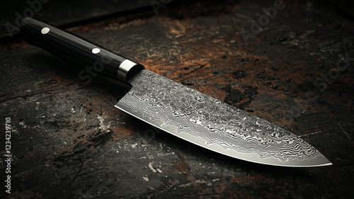 Damascus Steel Chef Knife Kitchen Blade Sharp Cooking Tool Elegant Design