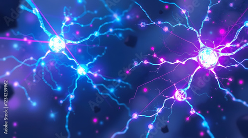 Wallpaper Mural vast, glowing neural network, electric-blue and neon-purple connections pulsating with energy | generative AI Torontodigital.ca