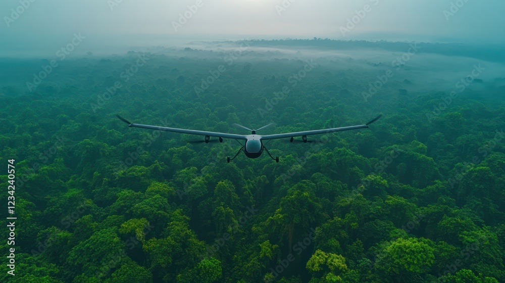 Fototapeta premium Drone Flight Over Lush Rainforest Canopy
