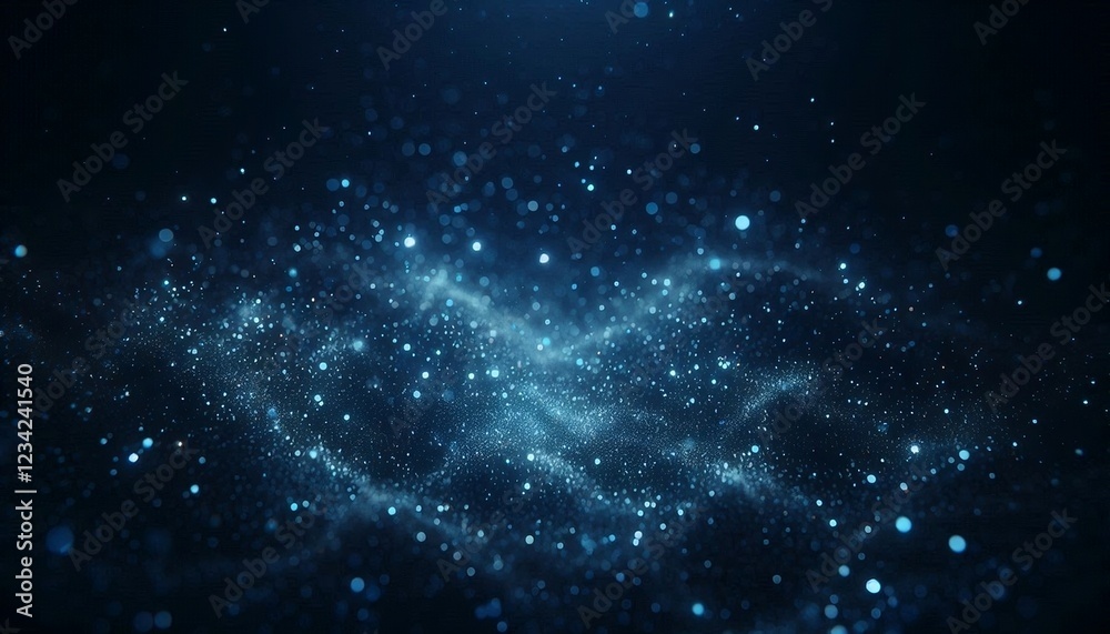 Glowing Blue Particles Scattered Across a Dark Backdrop. Glowing Blue Particles Scattered Across a Dark Backdrop.