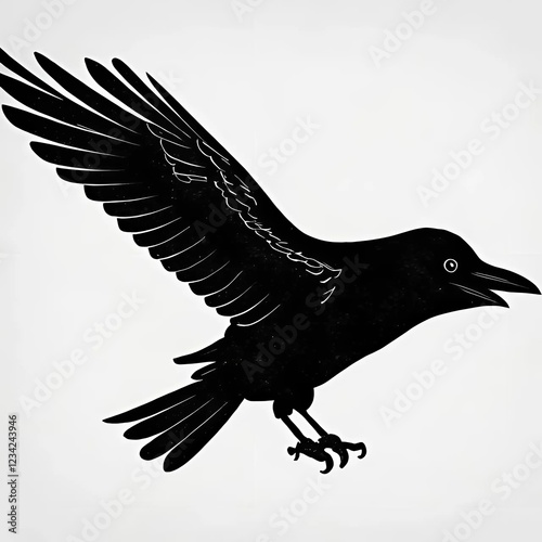 raven on a white background
