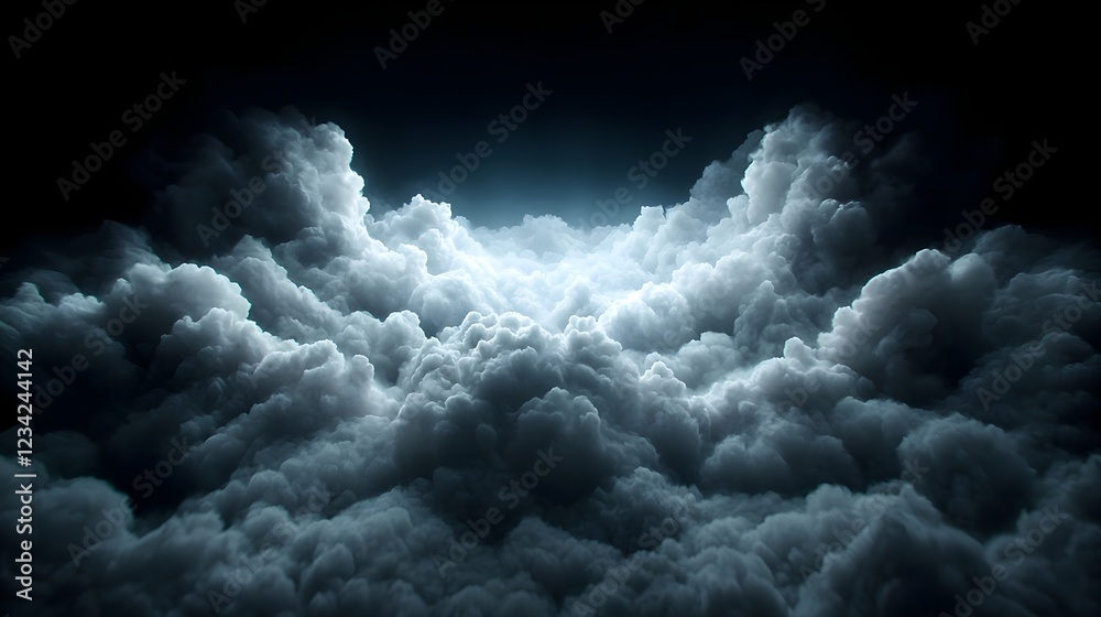 Naklejka premium Dramatic Dark Cloudscape with Glowing