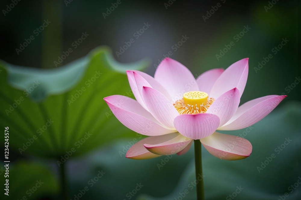 Single lotus flower in natural setting with details of petals and stamen Single lotus flower in natural setting with details of petals and stamen