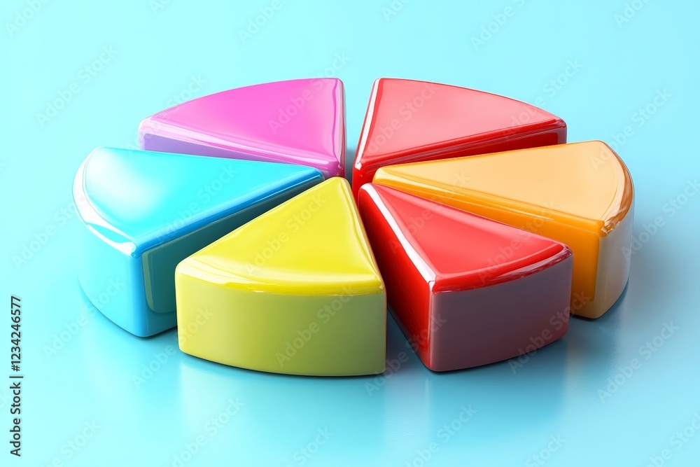 Obraz premium Colorful triangular shapes arranged in a circular pattern on a turquoise background