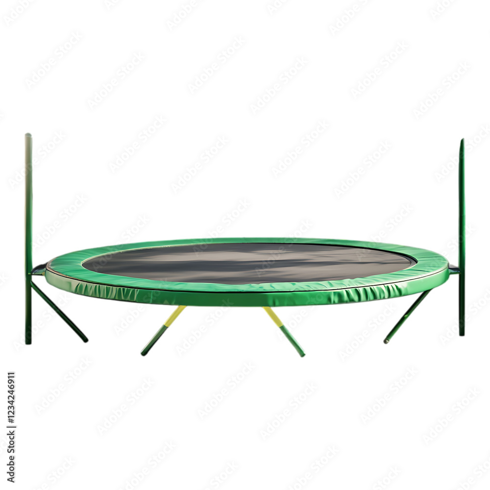 Obraz premium PNG Yellow Trampoline with Safety Net Against Transparent Background for Outdoor, Sports, or Playground Design Projects