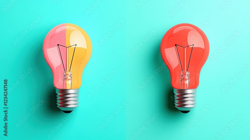 Colorful Light Bulbs with Unique Designs on Bright Background Colorful Light Bulbs with Unique Designs on Bright Background