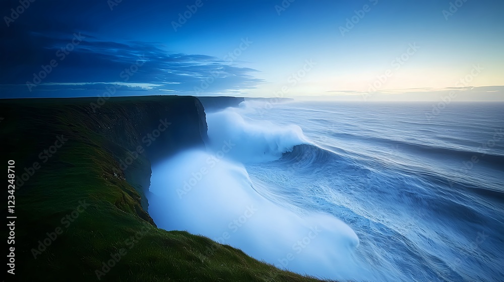 Dramatic Ocean Waves Crashing Against Coastal Cliffs Dramatic Ocean Waves Crashing Against Coastal Cliffs