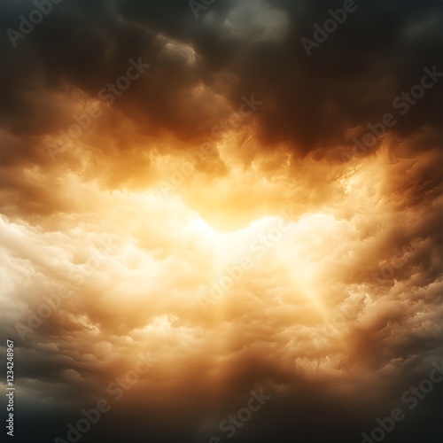 Wallpaper Mural Dramatic Orange Sky with Bright Sunlight Breaking Through Torontodigital.ca