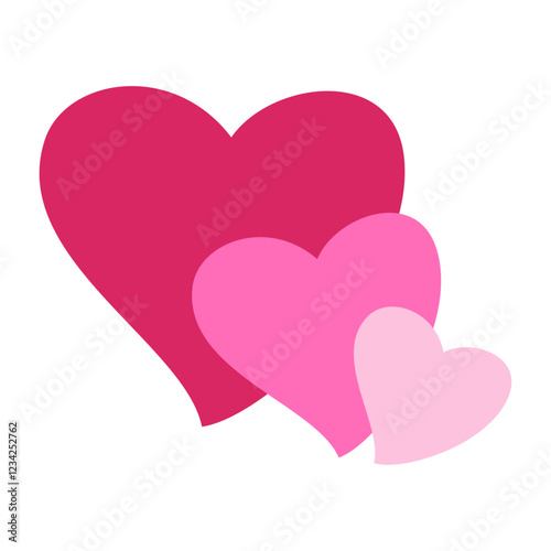 Logo grupo de corazones. Banner con 3 corazones superpuestos para tarjetas y felicitaciones de San Valentín