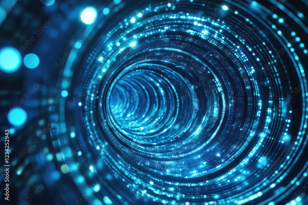 Glowing data streams flowing through digital tunnel symbolizing artificial intelligence processing Glowing data streams flowing through digital tunnel symbolizing artificial intelligence processing