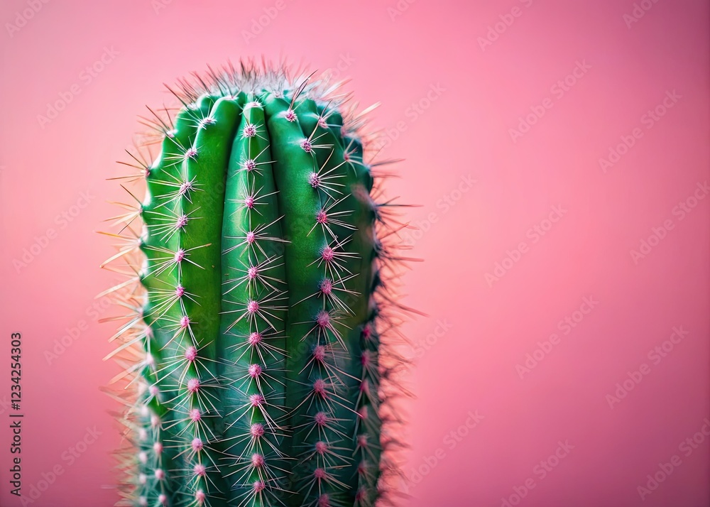A prickly pear, close-up, against a vibrant pink backdrop. A prickly pear, close-up, against a vibrant pink backdrop.
