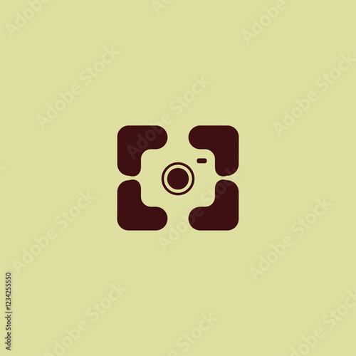Four heart symbols in each corner form a camera shape in the empty space, making this logo perfect for a Valentine-related campaign.