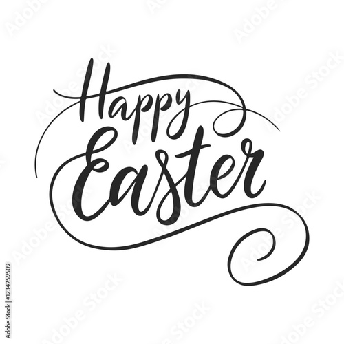 Happy Easter. Inspiring handwritten text. Lettering. Vector illustration. Banner, postcard.