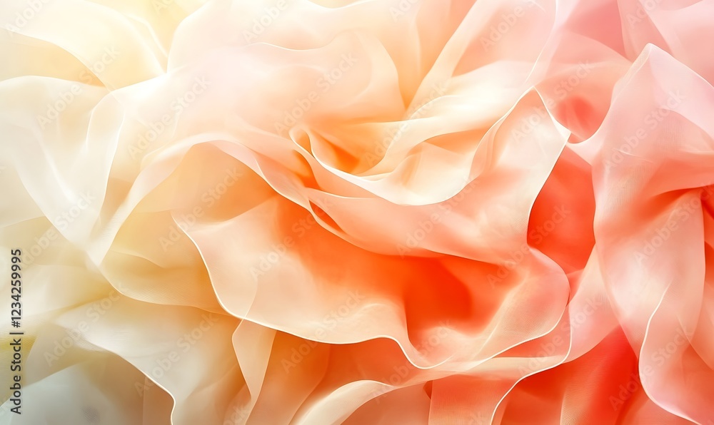 Obraz premium Peach and cream fabric texture, soft folds, abstract background, ideal for textile design