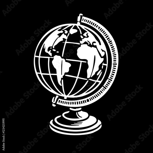 Black and White Globe Illustration
