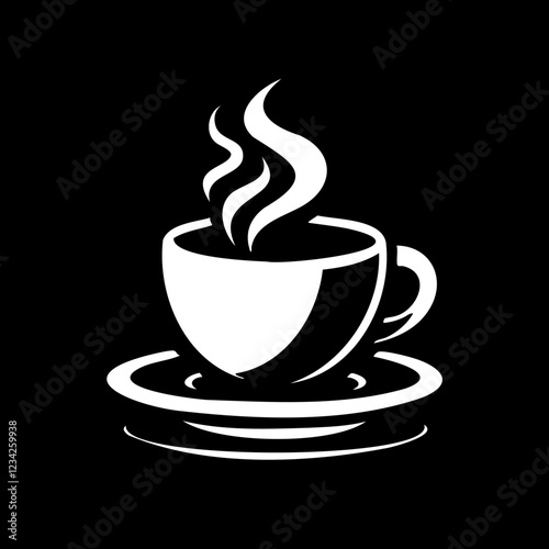Black and White Coffee Cup Illustration