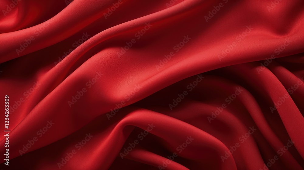 Obraz premium Close-Up of Smooth Red Cotton Fabric Showing Detailed Texture with Elegant Waves and Drapes for Textile and Fashion Use