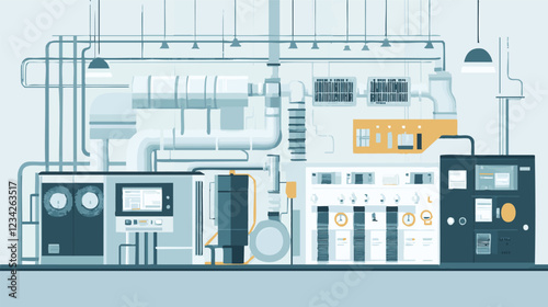 Vector , HVAC System Components: Modern Heating, Ventilation, and Air Conditioning Equipment