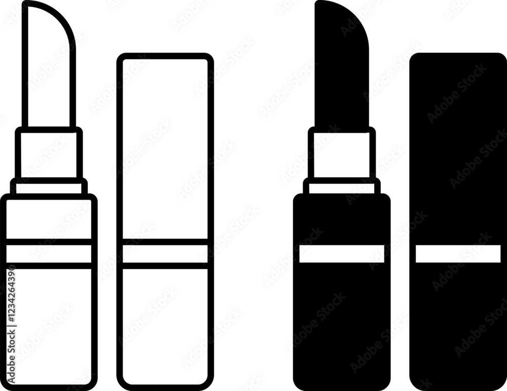 Lipstick Icons. Black and White Vector Icons. Cosmetic Product. Brazilian Carnival Concept Lipstick Icons. Black and White Vector Icons. Cosmetic Product. Brazilian Carnival Concept