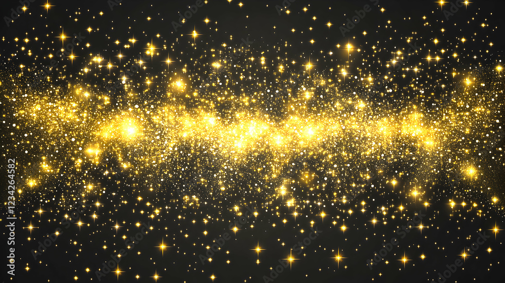 Golden cosmic dust creating a mesmerizing galaxy effect in a starry night sky Golden cosmic dust creating a mesmerizing galaxy effect in a starry night sky