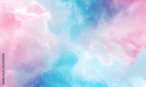 pastel pale blue and pink galaxy nebula background,