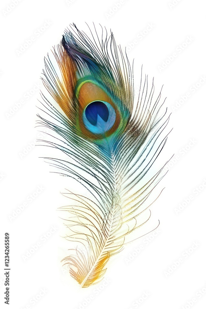 Obraz premium Colorful peacock feather bird.