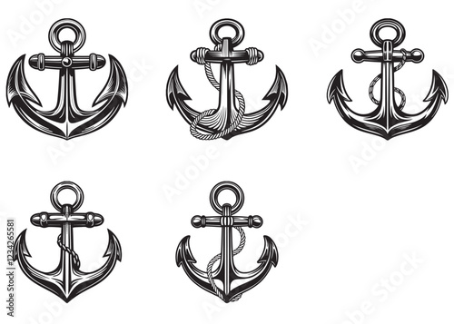 silhouette anchor logo vector, , silhouette anchor logo icon, nautical anchor silhouette, silhouette anchor logo, silhouette anchor vector logo on a white background