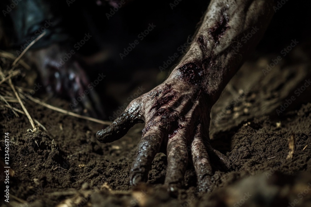 Fototapeta premium Person's hands digging or planting in dirt