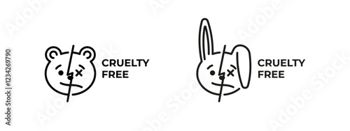 Cruelty-Free for Animals Vector Icon Set