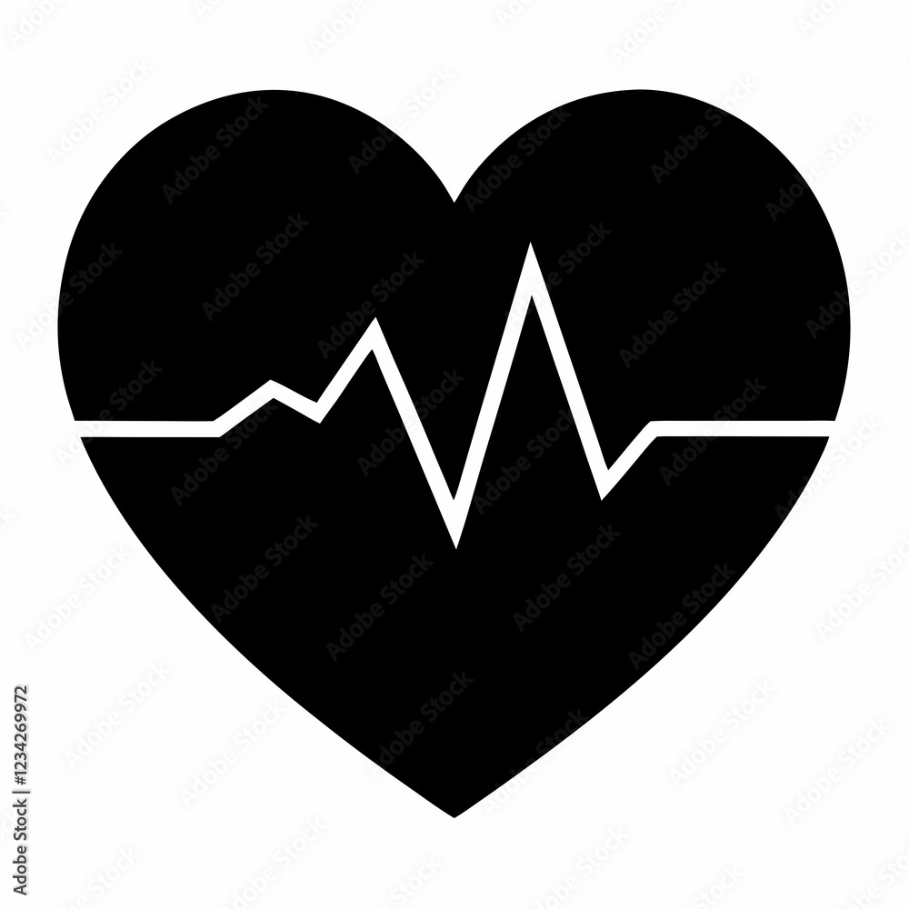 Minimalist Black Heartbeat Silhouette Vector Minimalist Black Heartbeat Silhouette Vector