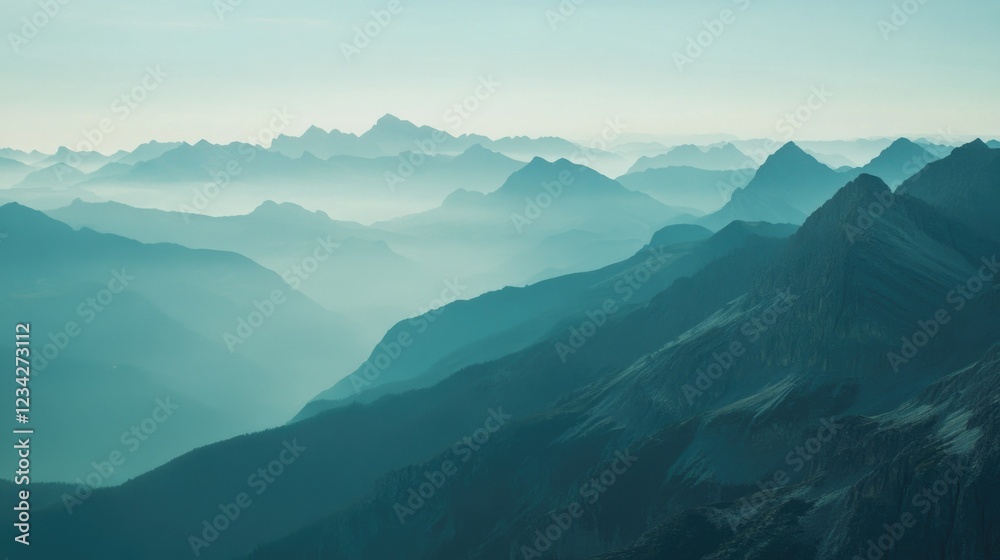 Majestic Mountain Range with Layered Blur Effect Majestic Mountain Range with Layered Blur Effect