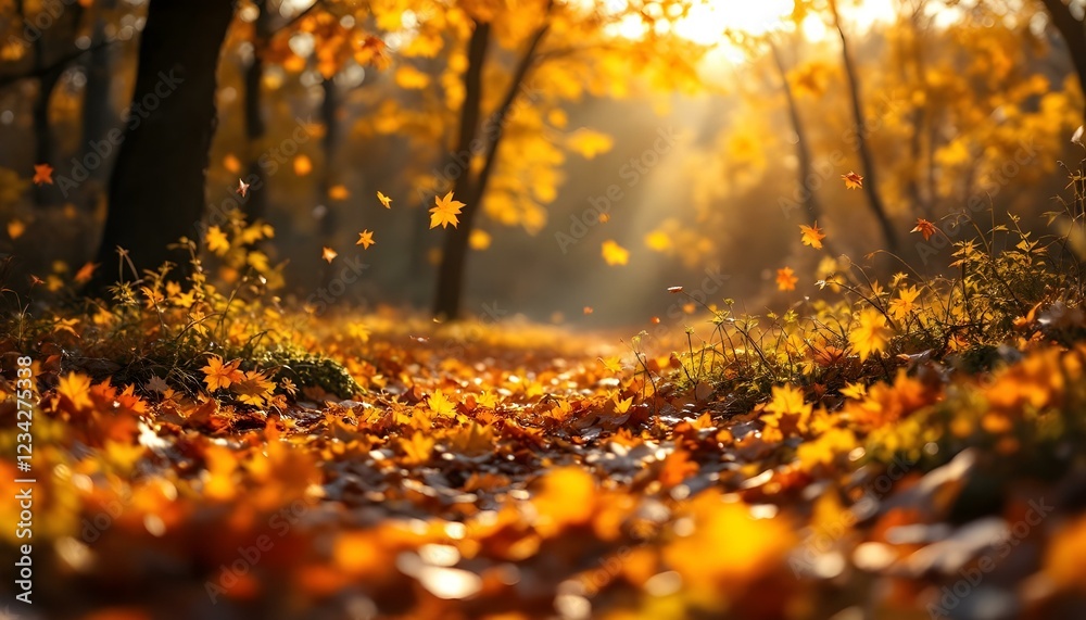 Beautiful autumn landscape with Colorful foliage in the park. Falling leaves natural background Beautiful autumn landscape with Colorful foliage in the park. Falling leaves natural background