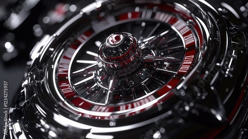 Wallpaper Mural Close-Up View of Intricate Mechanical Watch with Red Dial and Glossy Finish Torontodigital.ca