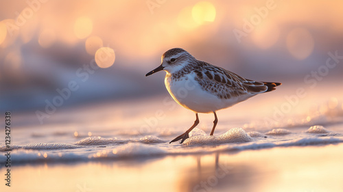 波に消される鳥の足跡、時間の流れを感じる儚い瞬間
