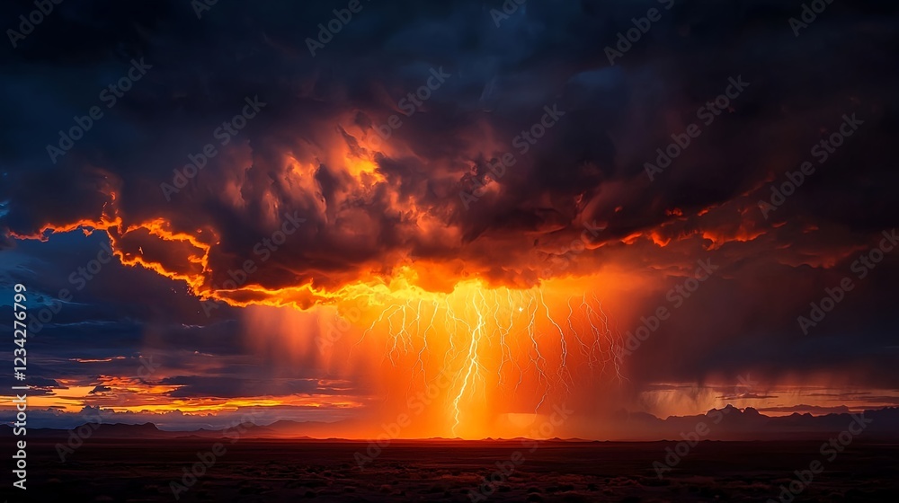 Obraz premium Fiery Desert Sunset Storm