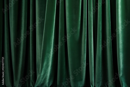 A green velvet curtain backgrounds repetition monochrome.