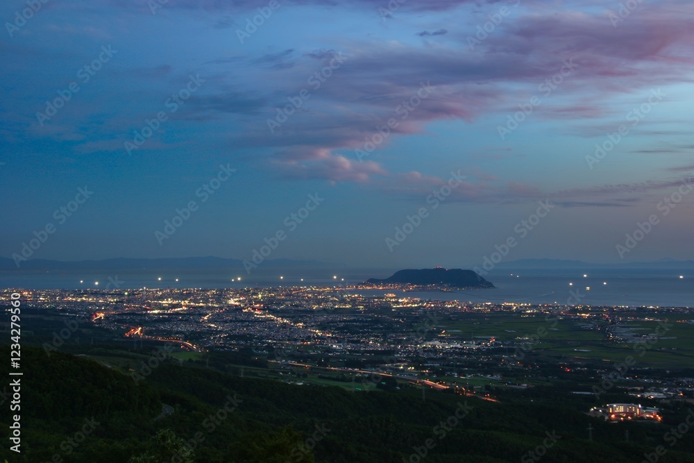 Obraz premium 城岱牧場から見る函館裏夜景