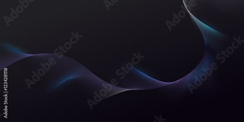 Abstract glowing wave lines on dark background. Dynamic wave pattern. Modern wavy lines and Futuristic technology concept