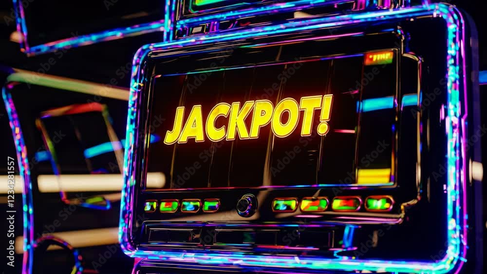 A futuristic theme where holographic hearts explode from a digital slot machine as the word “Jackpot!” scrolls in bright neon letters above. A futuristic theme where holographic hearts explode from a digital slot machine as the word “Jackpot!” scrolls in bright neon letters above.