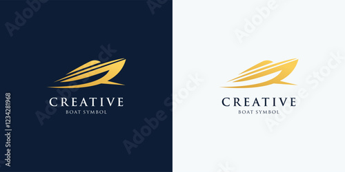 speed boat, jet boat  simple and clean icon logo template
