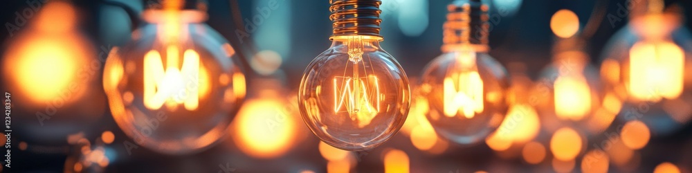 A collection of light bulbs suspended from a ceiling A collection of light bulbs suspended from a ceiling