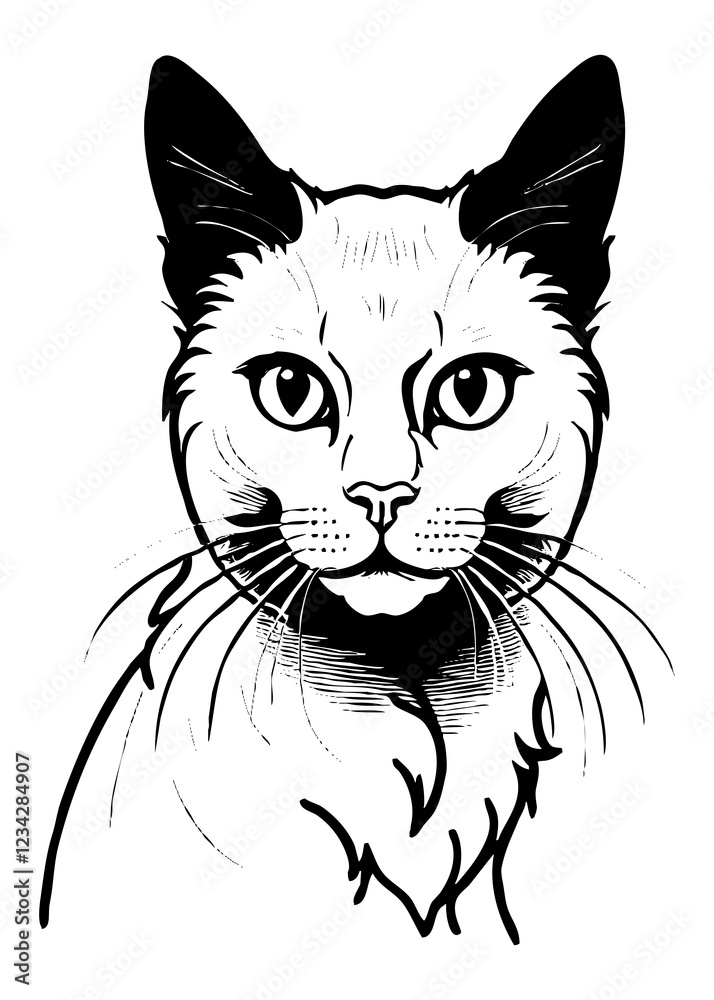 Obraz premium Cat . Animal black and white illustration . Logo design, for use in graphics.