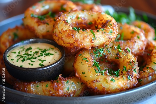 Crispy Onion Rings with Creamy Herb Dip photo