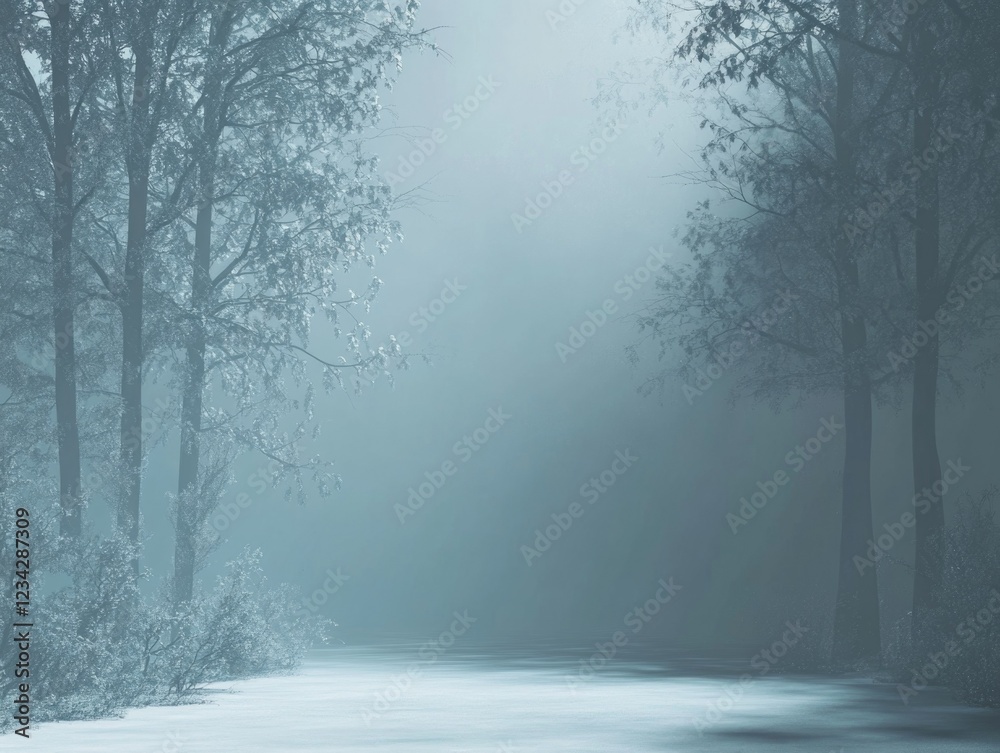 Obraz premium Serene Solitude on a Foggy Path Through the Woods