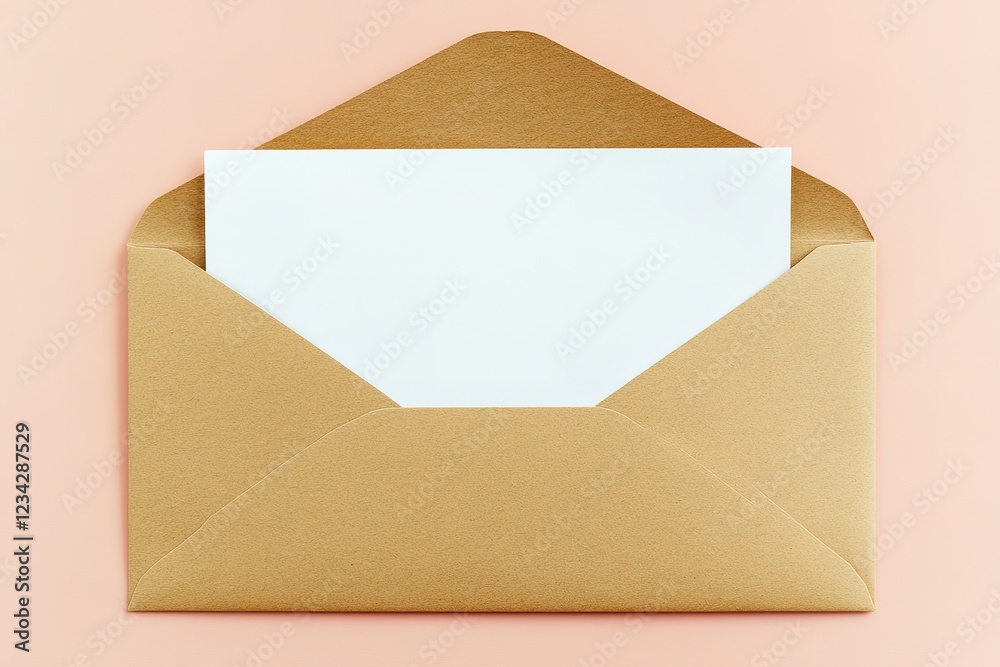 Blank White Paper in Open Envelope: Ready for Your Message, Invitation, or Note. Perfect for Mockups, Branding, and Blank White Paper in Open Envelope: Ready for Your Message, Invitation, or Note. Perfect for Mockups, Branding, and