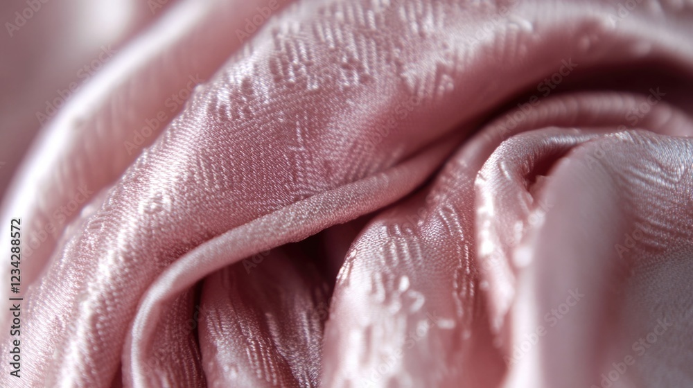 Obraz premium A close-up shot of pink fabric with intricate details and texture