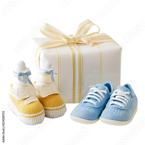 PNG Baby Shower Gift Against Transparent Background for Baby Shower, Gift Ideas, or Celebration Branding Projects photo