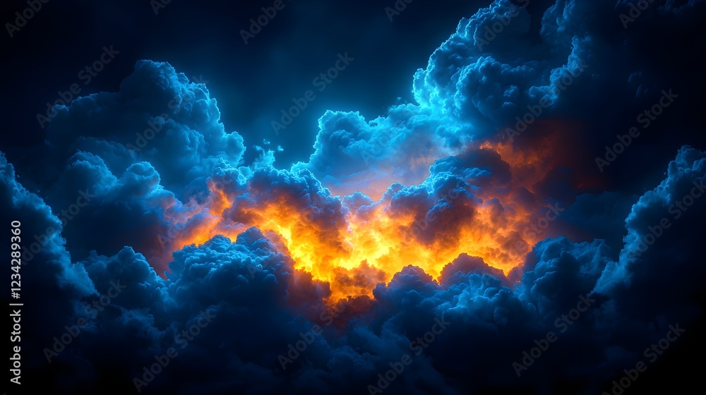 custom made wallpaper toronto digitalFiery Orange and Blue Pixel Clouds at Night Dramatic