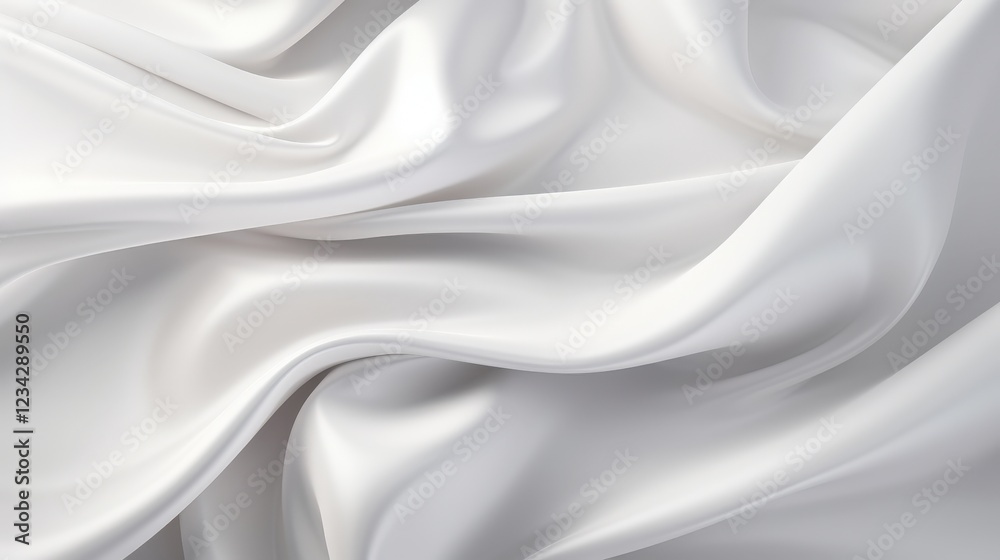 Naklejka premium Elegant White Satin Fabric Drapery with Silken Texture and Flowing Movement Captured in Detail for Textile or Fashion Use