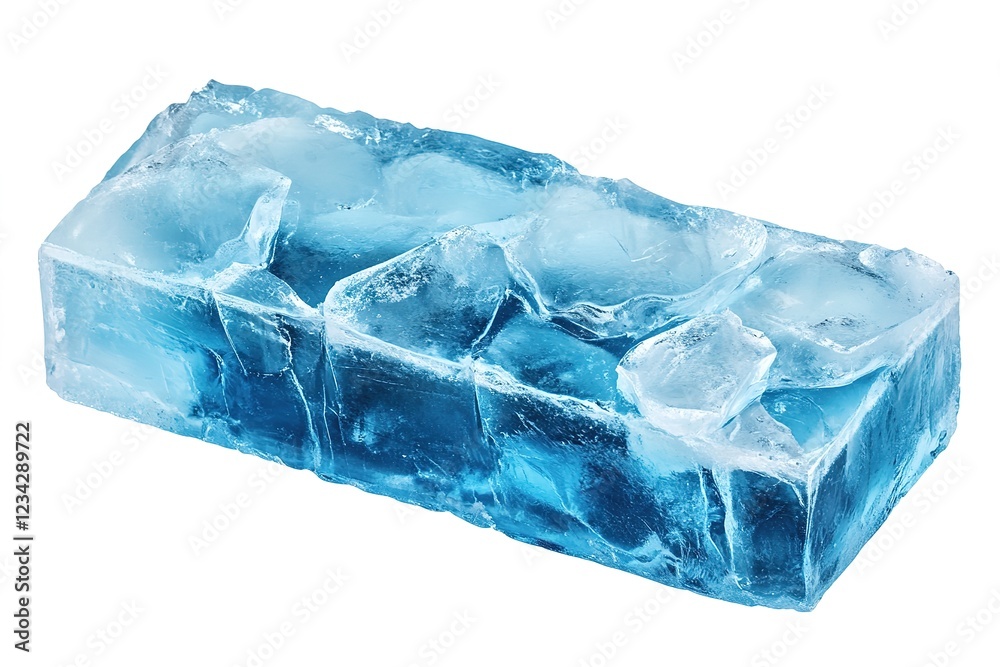 Fototapeta premium Crystal-Clear Ice Block: Perfect for Cool Backgrounds, Winter Themes, Refreshing Drinks, and Frozen Concepts. Ideal for 